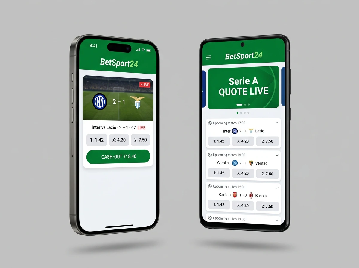 Betsport24 app mobile con quote e schermate live